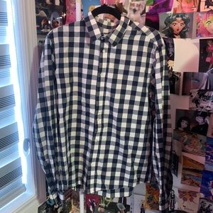 H&M button up blue and white